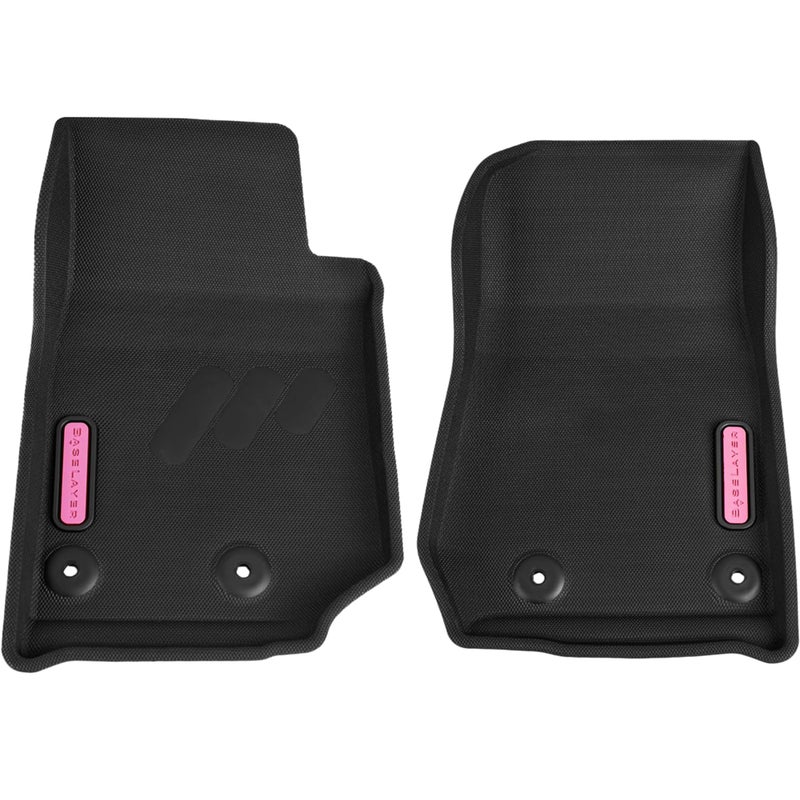 BaseLayer Elite Floor Mats for Jeep Wrangler JK  Unlimited 20142018 4Door  2Door  Made in USA  AllWeather Mats for Rubicon Willys Sahara Moab  NOT for Wrangler JL  Front Pink Logo